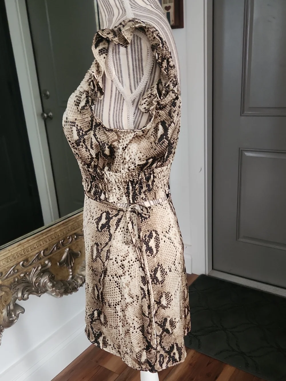 Le Lis Snake Print Ruffle Sleeve Top & Skirt Set